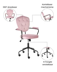 Desk Chair VELISSE Velvet Pastel Pink_1065430