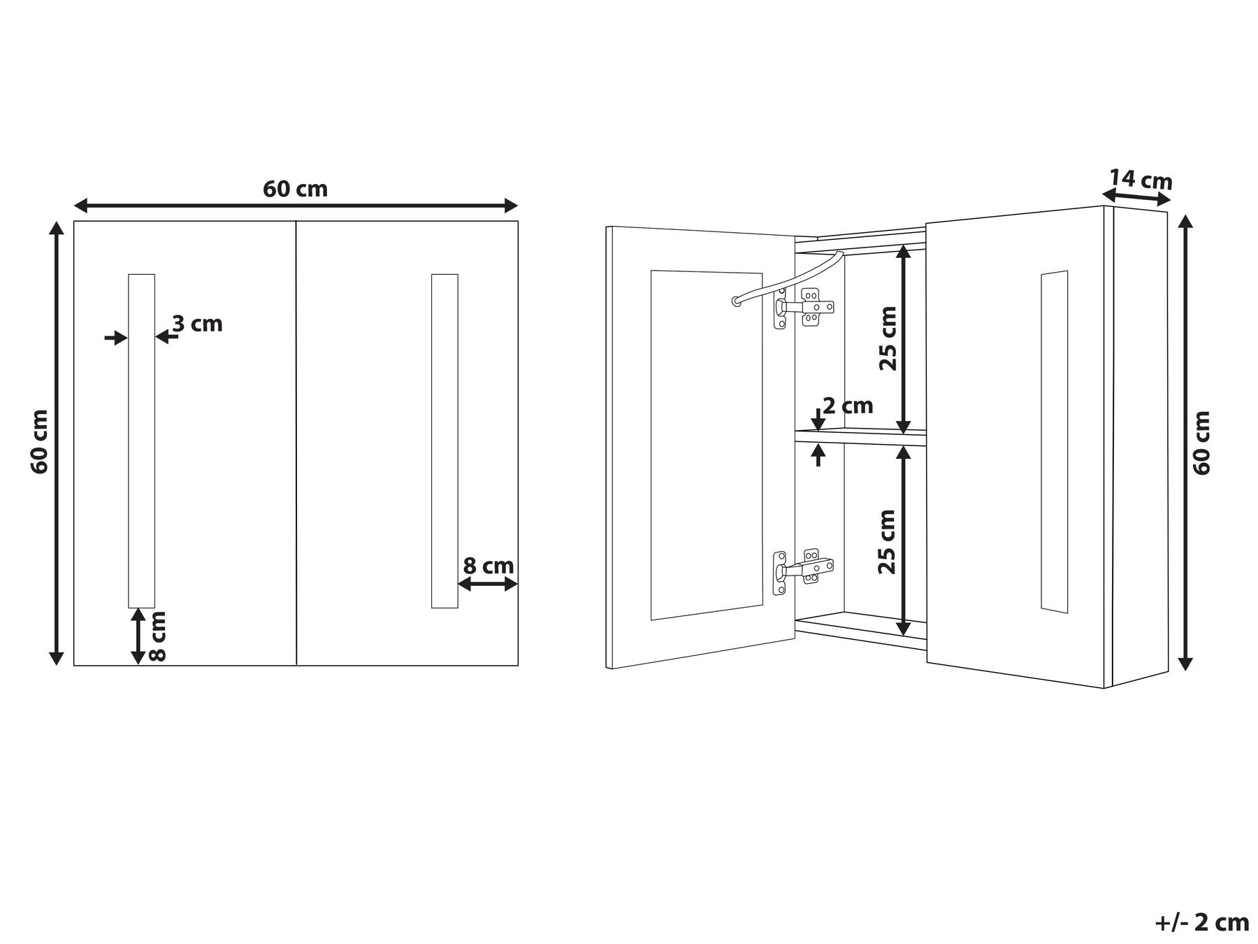 Bad-Spiegelschrank LED CHABUNCO 60 cm 60 cm Weiß_811267