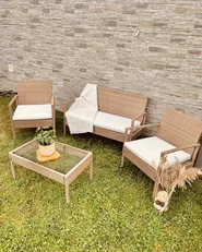 Lounge Set mit Tisch MARSALA Polyrattan Hellbraun_930207