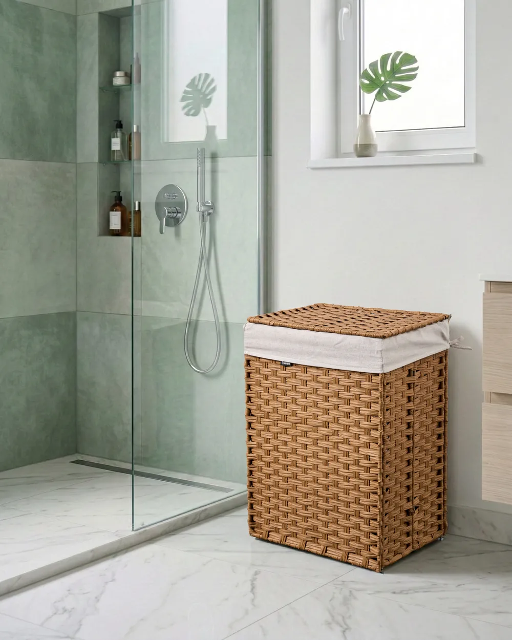 Wäschekorb mit Deckel MUCUBAJI Stoff Braun 83 L