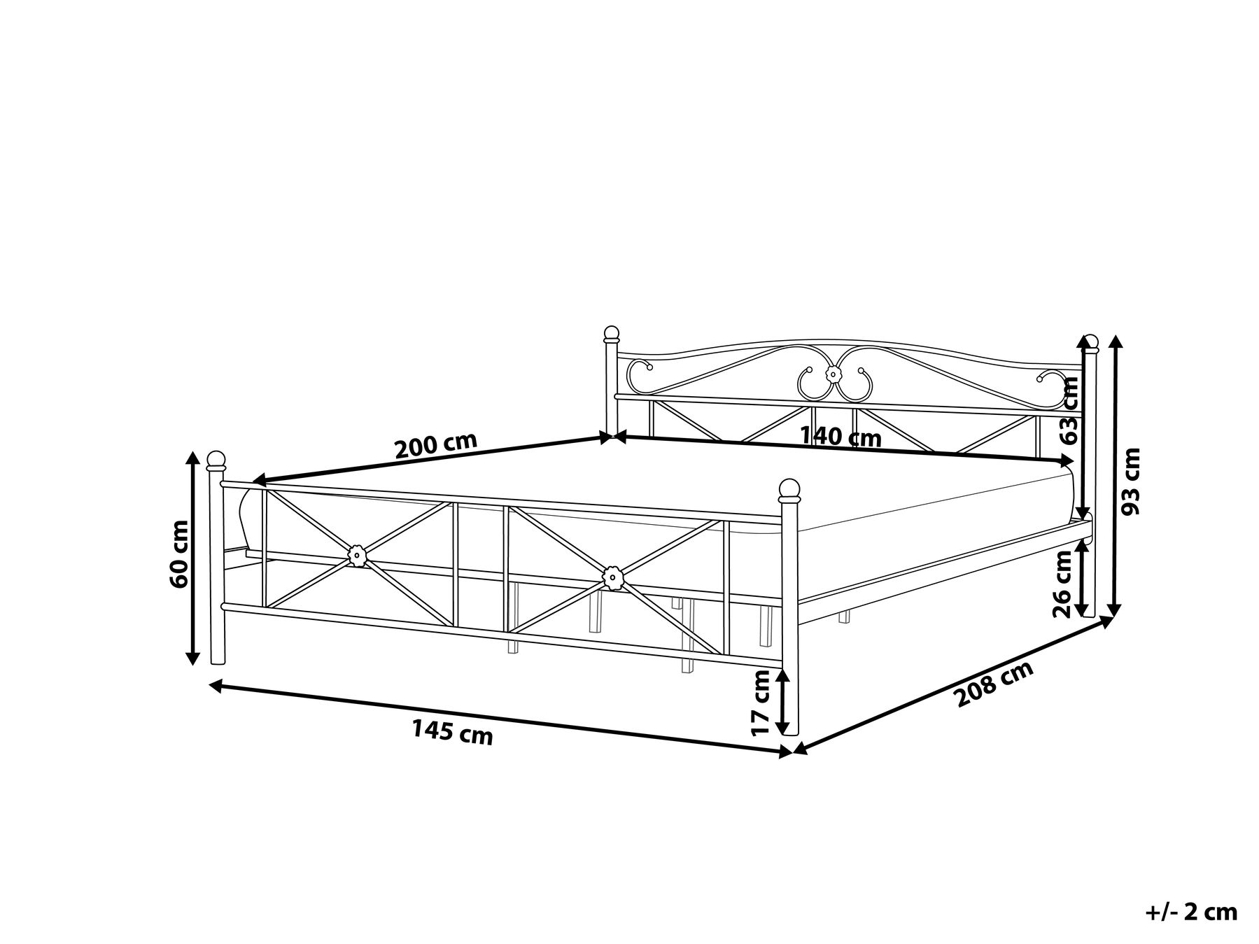 Bett mit Lattenrost Metall RODEZ 140 x 200 cm Schwarz_765908