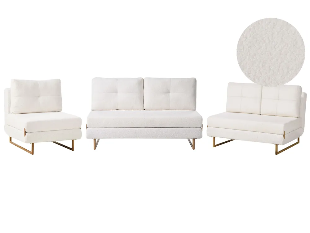Sofa Set 6-Sitzer JERSLEV Bouclé Cremeweiß