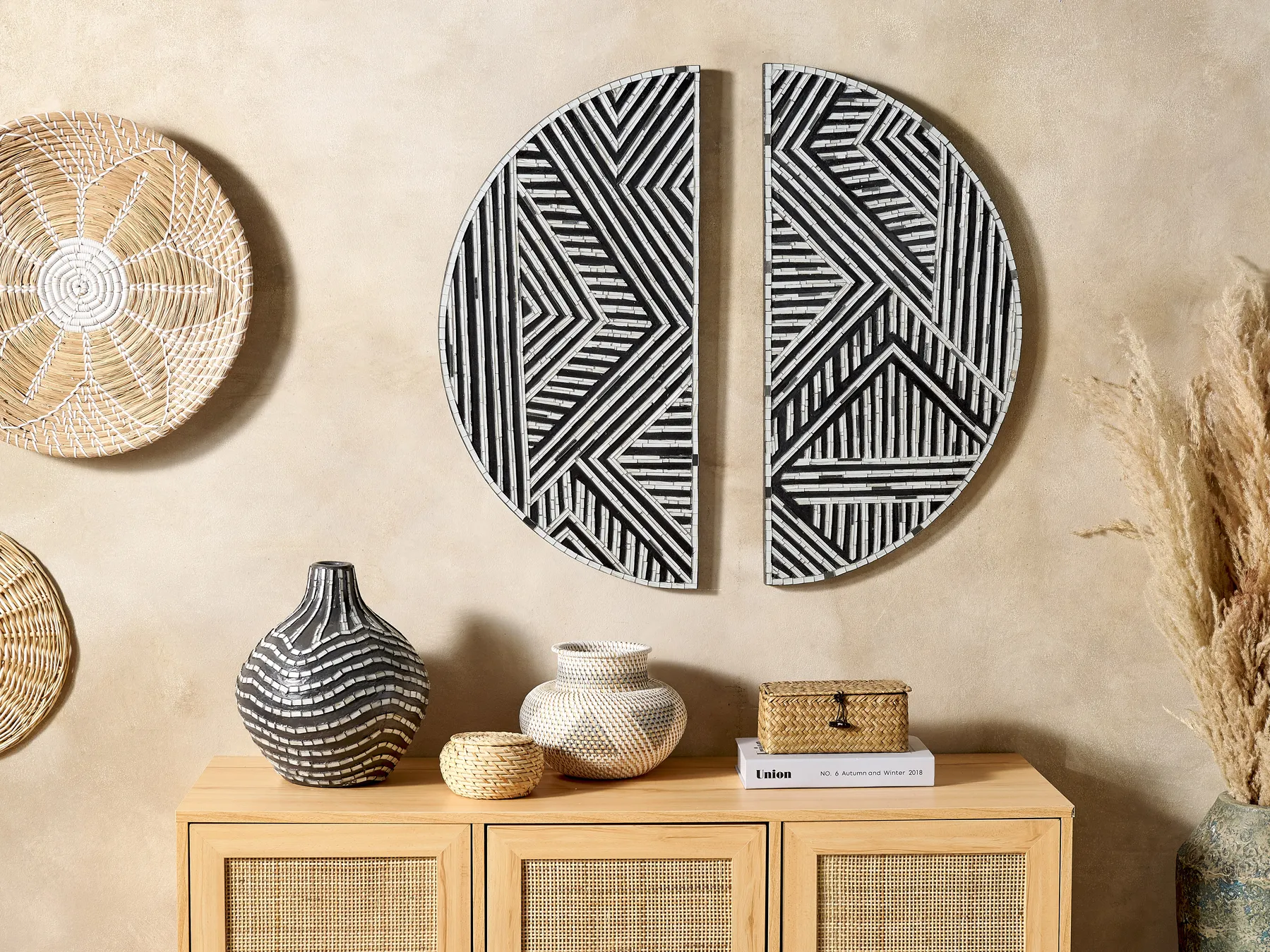 Wall Decor MANDAU Glass 76 cm Black_850470