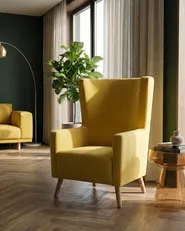 Ohrensessel ONEIDA Samtstoff Gelb_698258
