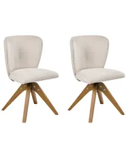 Esszimmerstuhl 2er Set drehbar COSO Stoff Hellbeige_1038051