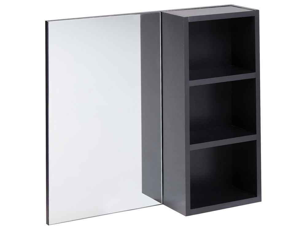 Bathroom Wall Mounted Mirror Cabinet JOINVILLE 60 cm Black