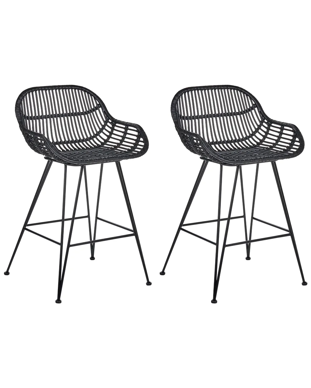 Set mit 2 Barstühlen TERRELL Rattan Schwarz