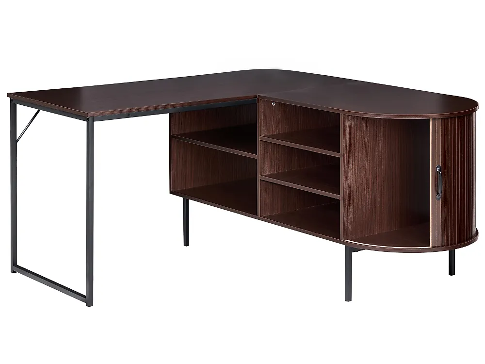 Corner Desk SOLARI 140 cm 140 cm Dark Brown_1191546