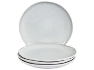 Set of 4 Dinner Plates SESAME Stoneware Light Grey_957366