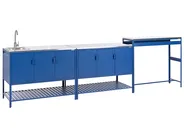 3 Piece Outdoor Kitchen Set with Sink MAENZA Blue Metal_1044925