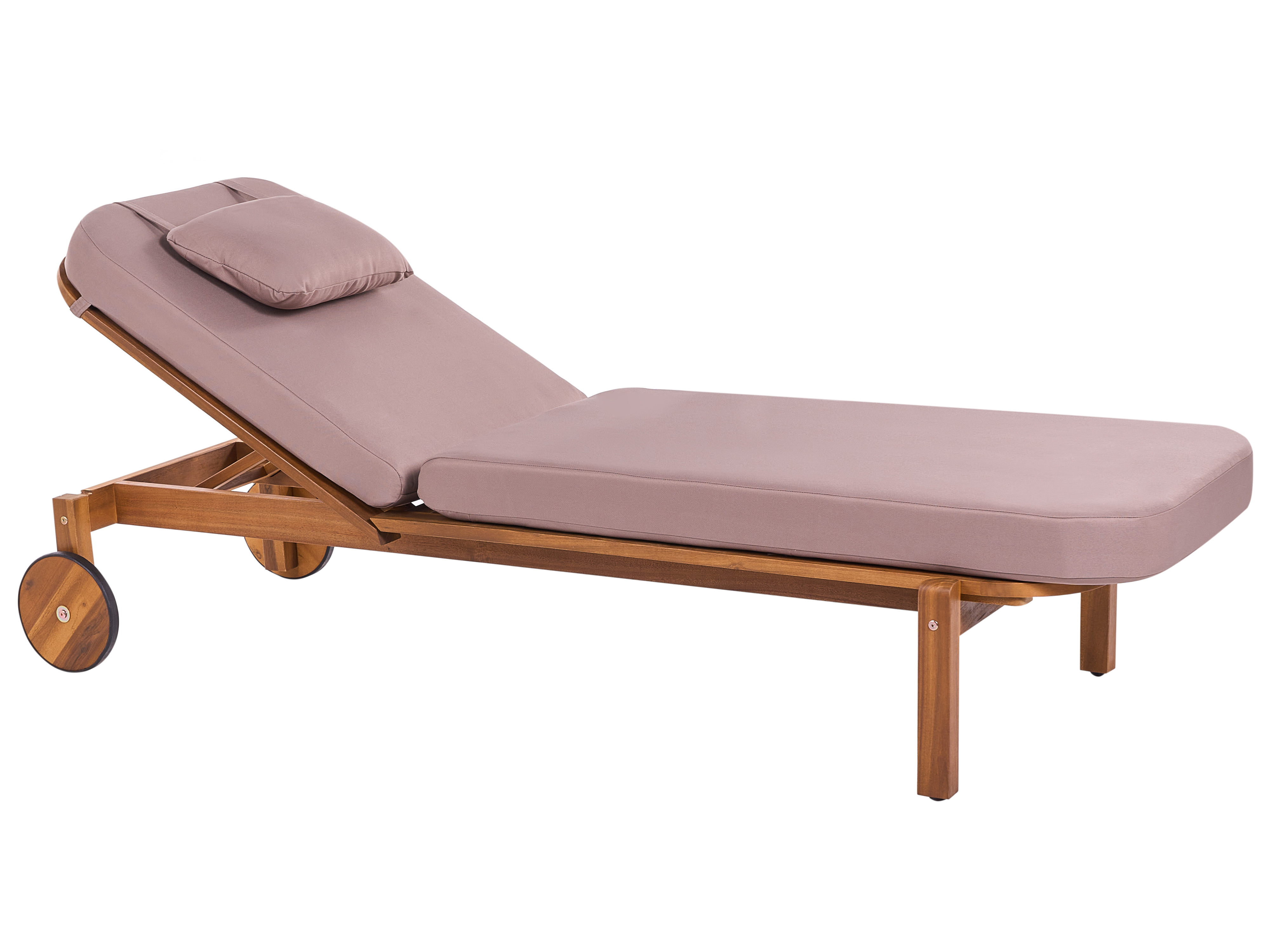 Sonnenliege mit Kissen LATERZA  mit Relaxfunktion zertifiziertes Akazienholz Taupe_1165874