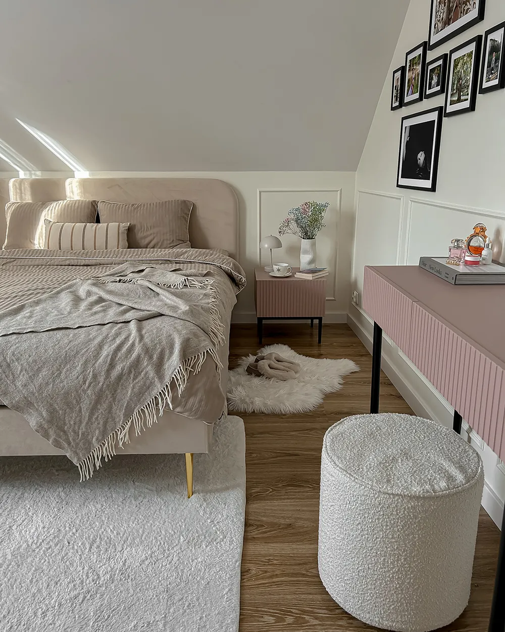Bett mit Lattenrost Samtstoff FLAYAT 160 x 200 cm Hellbeige_907279