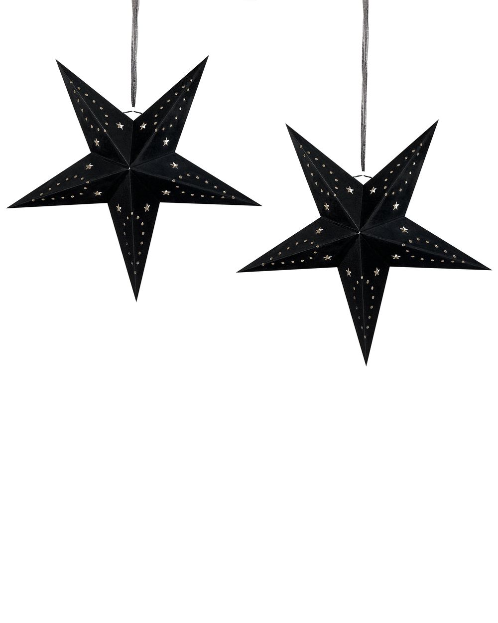 Set of 2 Hanging Decorations LED MOTTI 45 cm Star Black