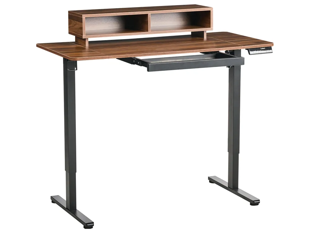 Schreibtisch elektrisch höhenverstellbar LUCAMA 120 cm 60 cm mit USB-Anschluss Braun / Schwarz_1030967