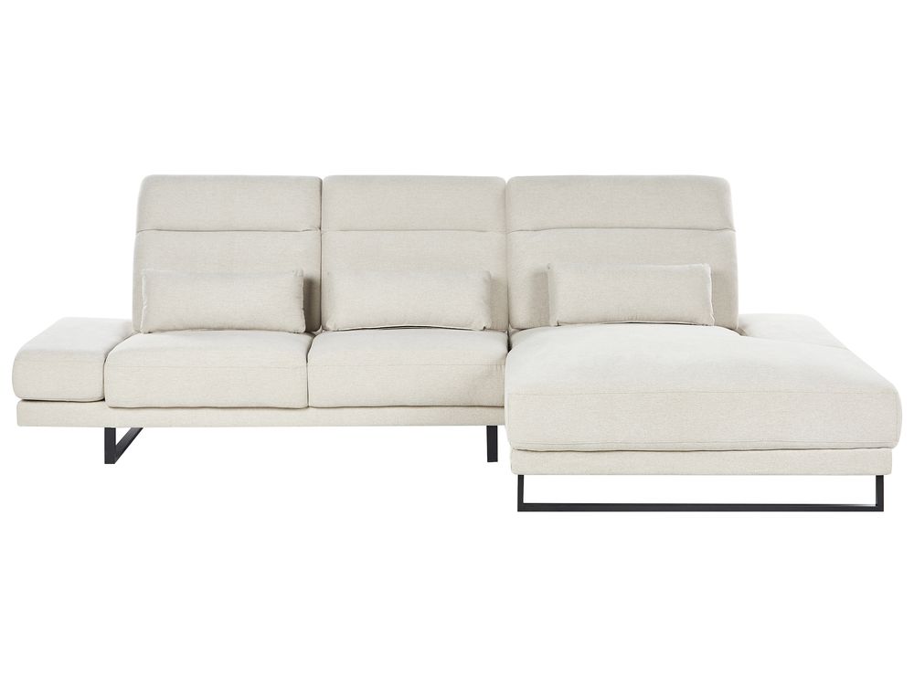 Canapé d'angle IKAST Tissu Beige clair Côté gauche