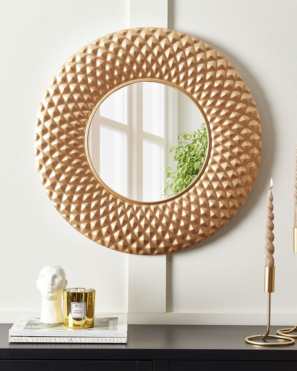 Zrcalo COMBE 60 cm 60 cm Kovina Golden