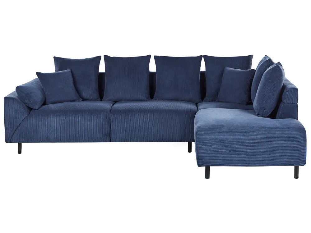 Ecksofa 4-Sitzer LUNNER Cord Dunkelblau linksseitig_964811