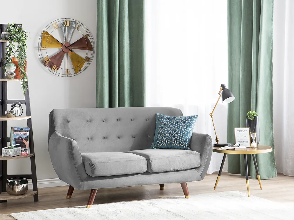 Sofa 2-Sitzer BODO Samtstoff Grau