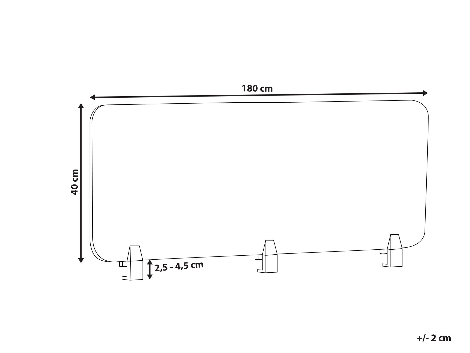 Desk Screen WALLY 180 x 40 cm Light Red_853277