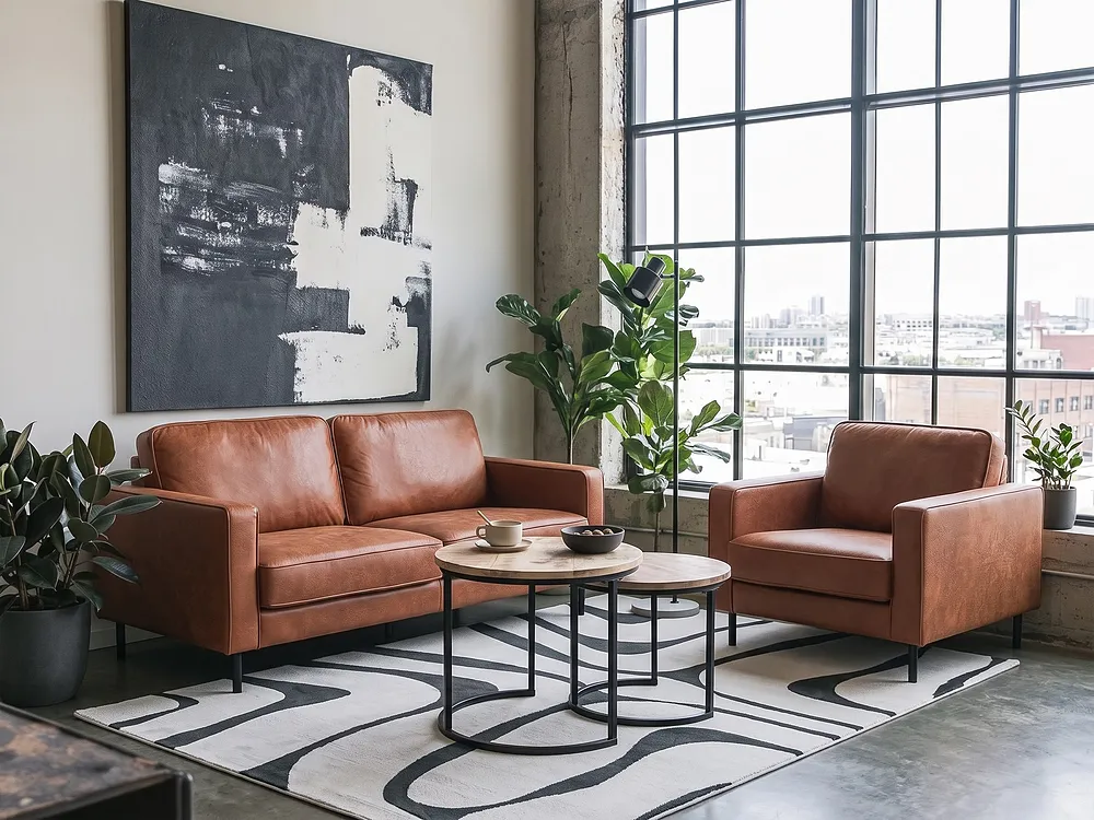 Sofa 3-Sitzer SAVALEN Kunstleder Goldbraun_1154790