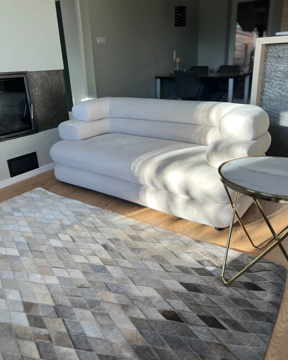 Rug MALDAN Beige 140 x 200 cm Leather_1041840