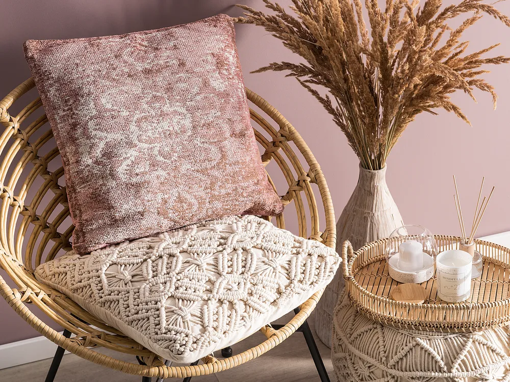 Lot de 2 coussins décoratifs VAKAYAR 45 x 45 cm Coton Rose Motif floral