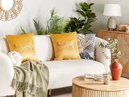 Set of 2 Decorative Cushions MARULA 45 x 45 cm Velvet Mustard Animal Pattern_854619