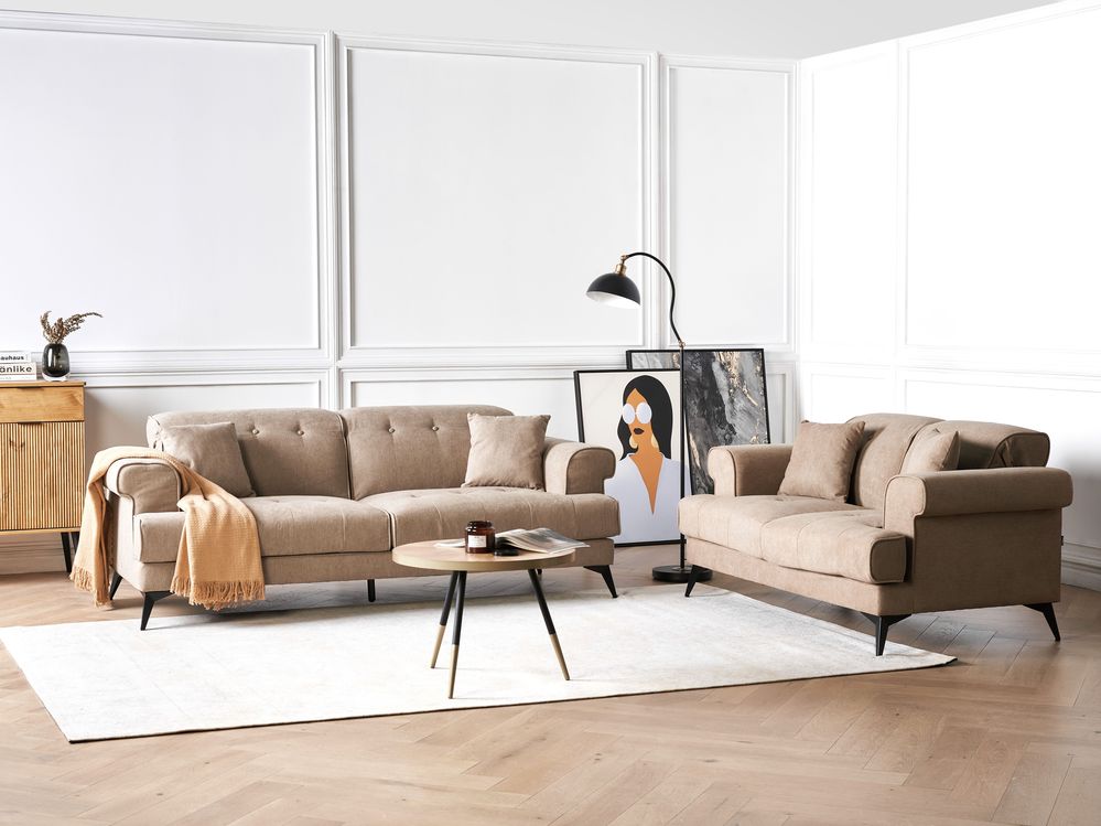 Sofa Set 5-Sitzer SKIVE Stoff Hellbraun