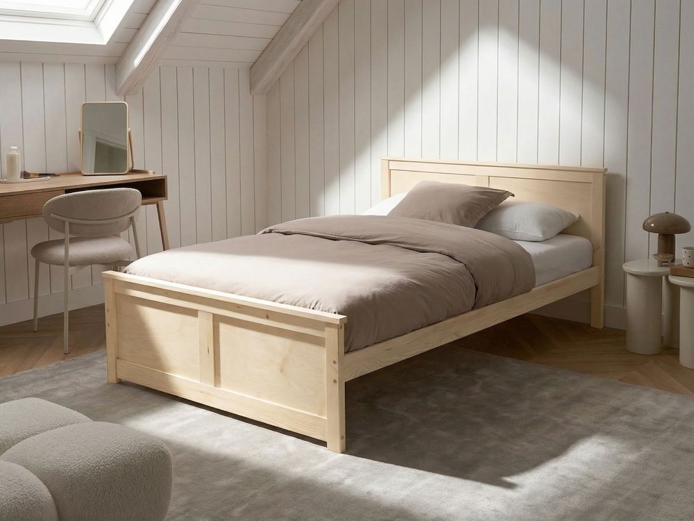 Bed DAUPHIN Dennenhout Lichtbruin 120 x 200 cm