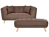 Sofa 2-Sitzer HABO mit Ottomane Stoff Dunkelbraun