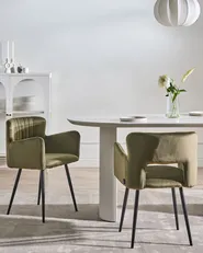 Set of 2 Dining Chairs SANILAC Velvet Olive Green_1054296