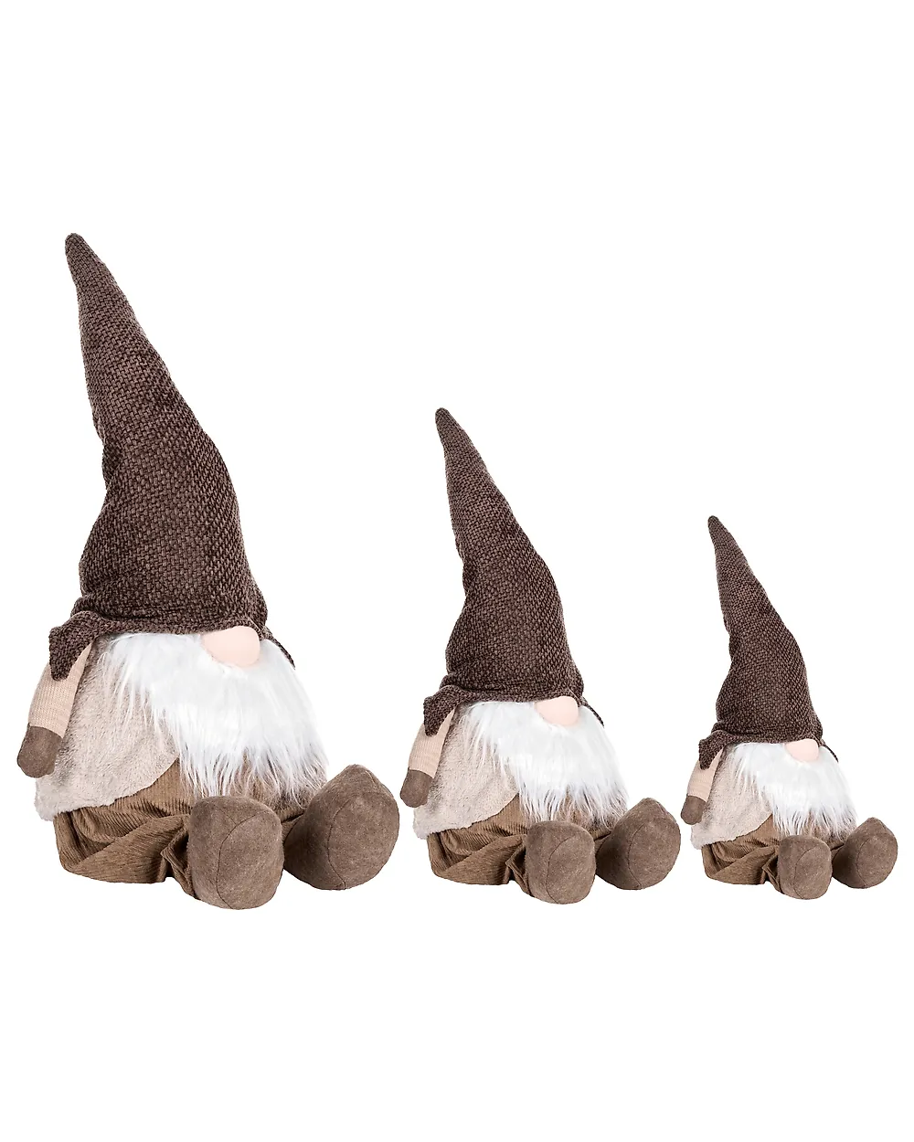 Weihnachtsdekoration 3er Set TUUSULA 36/54/80 cm Zwerg Braun