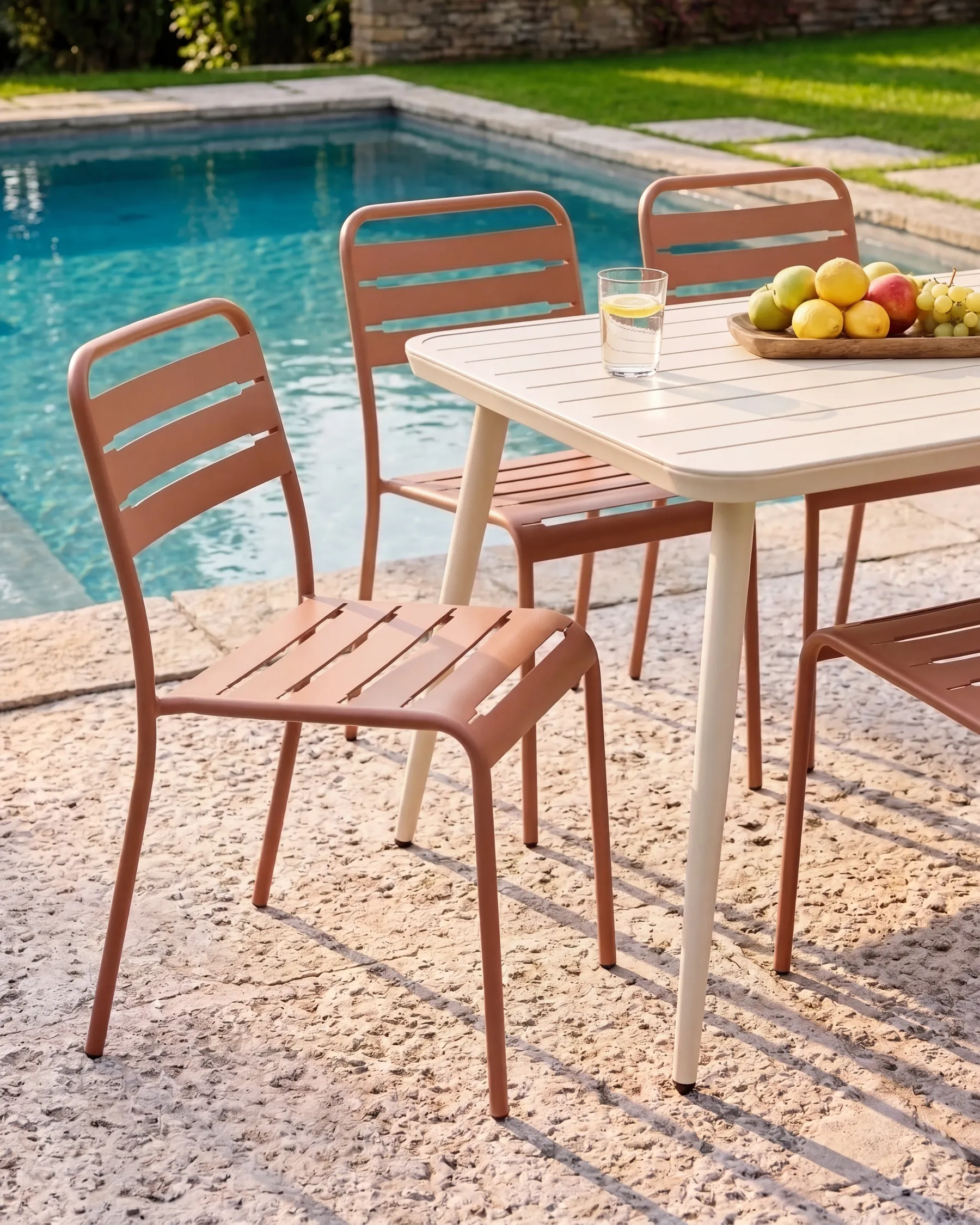 Gartenstuhl 2er Set LEFKADA Metall Braun_1081217