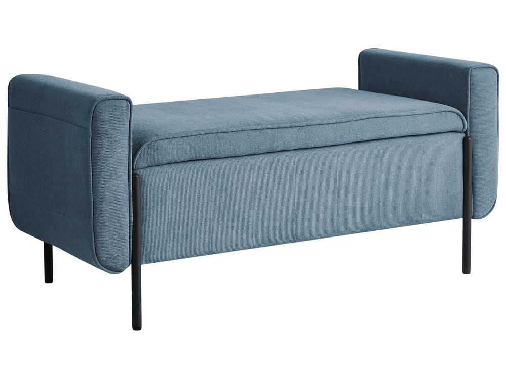 Upholstered Storage Bench LEWES Fabric Blue