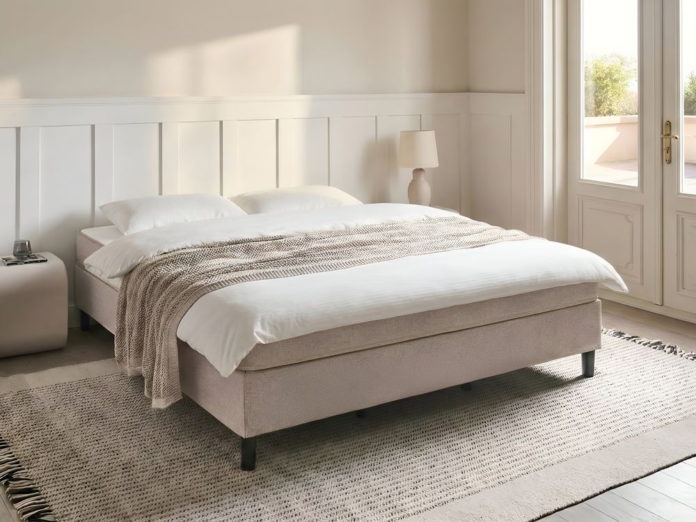Divan Bed without Headboard Fabric COUNTESS 180 x 200 cm (EU Super King) Beige