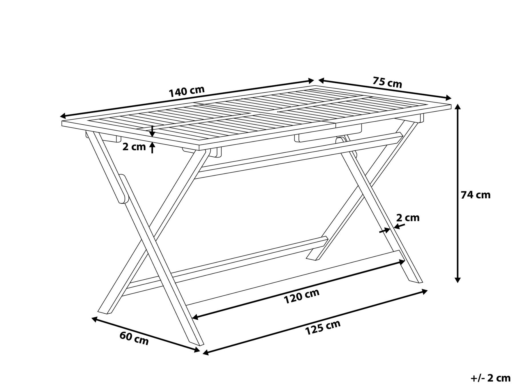 Gartentisch CENTO 140 cm 75 cm Akazienholz Braun_691067