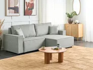 Eckschlafsofa 3-Sitzer KARILA mit Stauraum Stoff Grau linksseitig_886068