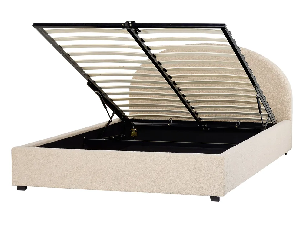 Bett mit Stauraum VAUCLUSE Bouclé Beige 140 x 200 cm_886426