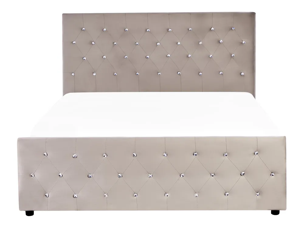 Bett mit Stauraum AMIENS Samtstoff Taupe 140 x 200 cm_914332