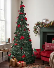Künstlicher Weihnachtsbaum klappbar LED PINEORA 185 cm Grün_1085078