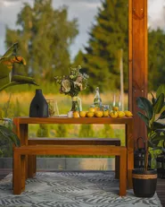 Gartenmöbel Set mit Bänken 4-Sitzer BELLANO Akazienholz Braun_933170