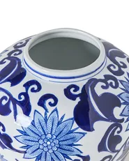 Blumenvase GIRONA 35 cm Porzellan Weiß / Blau_1052807