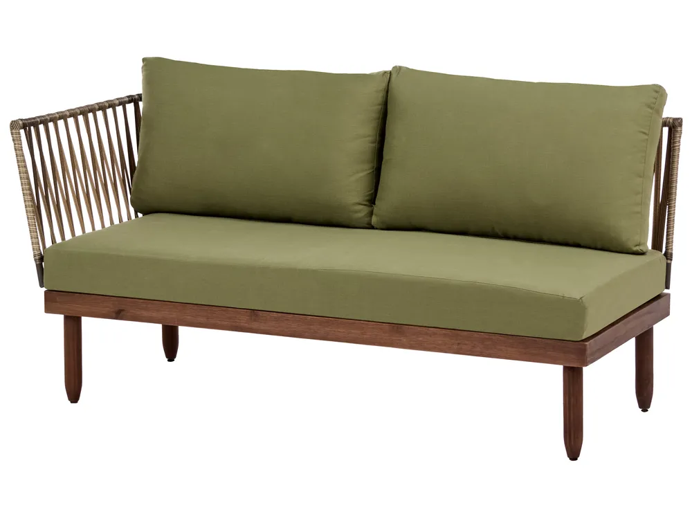 Lounge Set mit Tisch 4-Sitzer CREMONA Akazienholz Dunkelbraun / Grün linksseitig_1099775