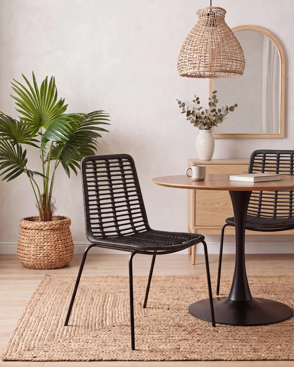 Esszimmerstuhl 2er Set TAOS Rattan Schwarz