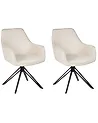 Esszimmerstuhl 2er Set drehbar JODAR Stoff Hellbeige