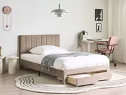 Bed with Storage Drawers LONZAC Velvet Taupe 120 x 200 cm (EU Small Double)_1014812