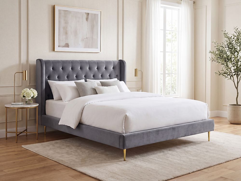 Bed Velvet FORBACH 140 x 200 cm (EU Double) Grey