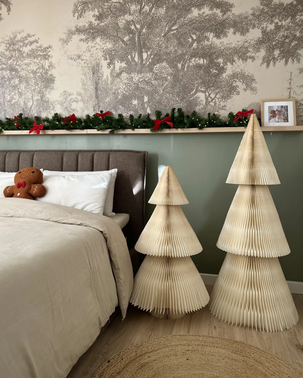 Set of 2 Christmas Decorations VEFSNA 90/122 cm Christmas Tree Beige_1052455