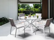 Gartentisch MALETTO 120 cm 120 cm Glas Weiß_962345