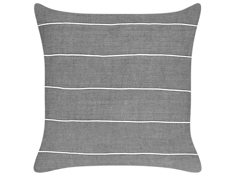 Set of 2 Decorative Cushions MILAS 50 x 50 cm Linen Grey Striped_904797